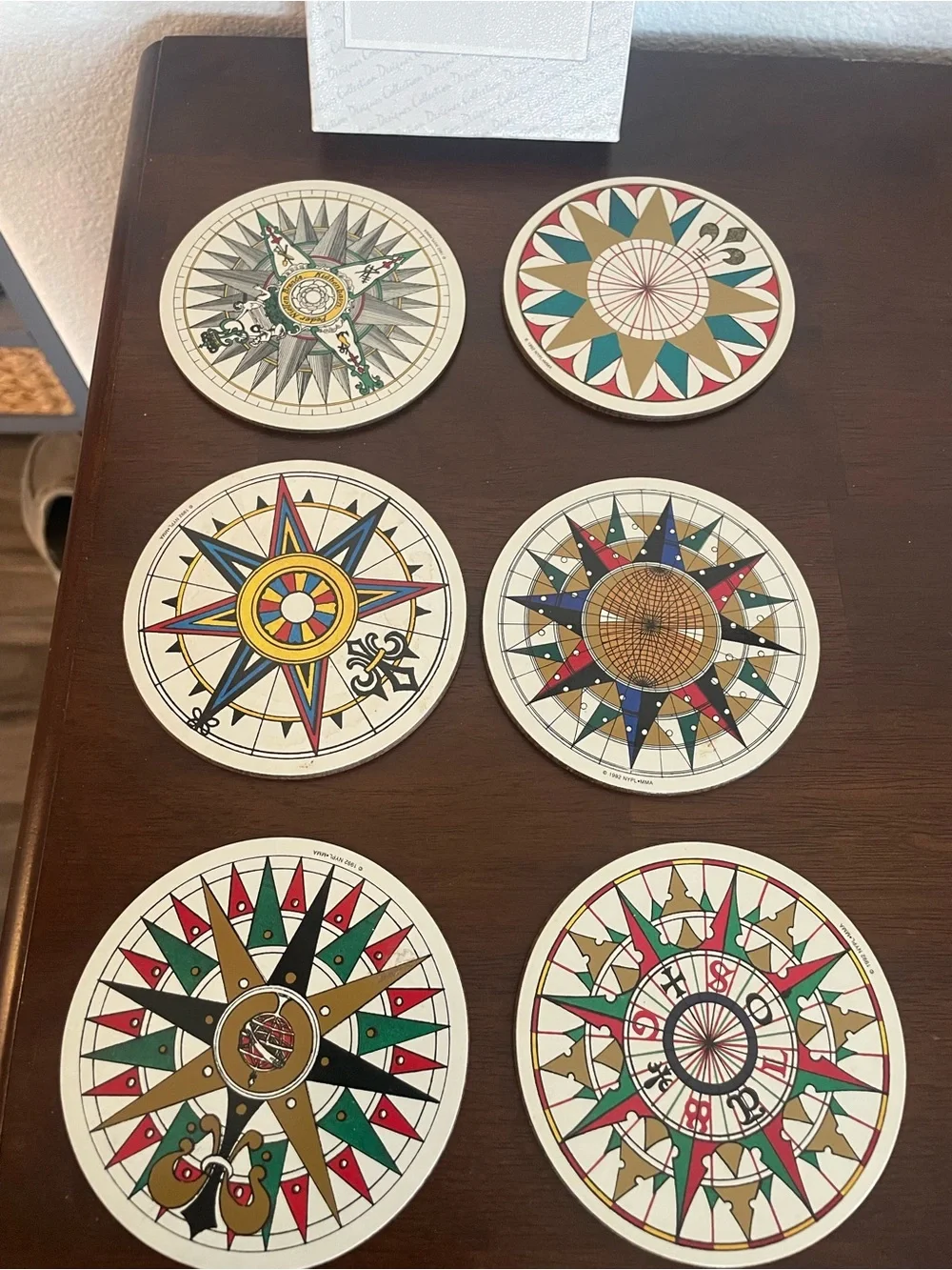 Jason Decorative Compass Wall Coasters - Red, Green, Gold